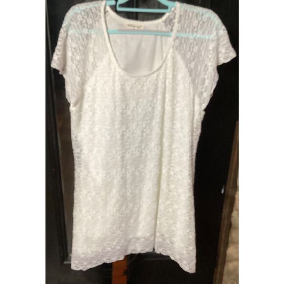 Indigo Soul Women's Lined Shirt Dress 3XL Ivory Lace Bell Sleeve - Picture 3 of 7